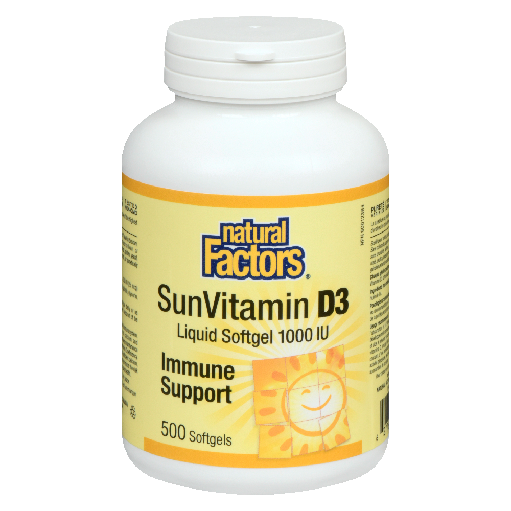 Natural Factors SunVitamin D3  1000 IU  500 Softgels