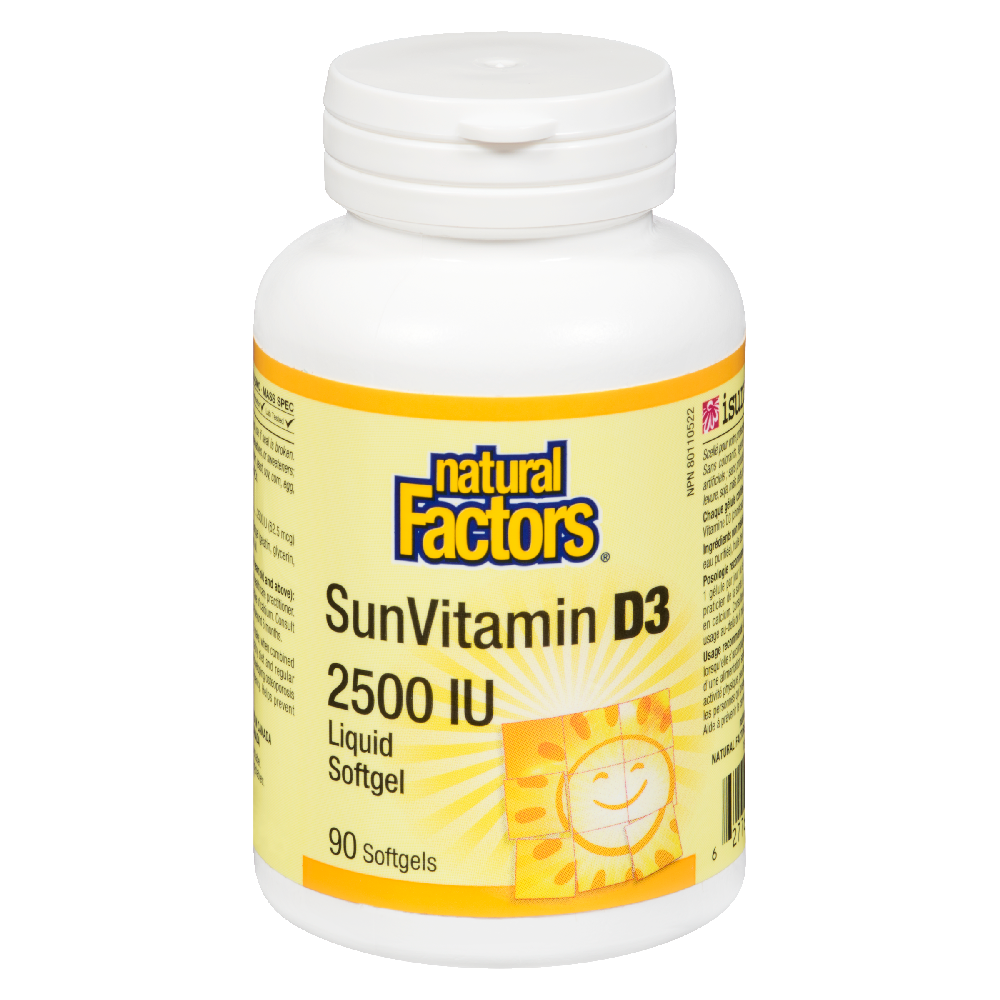 Natural Factors SunVitamin D3  2500 IU  90 Softgels