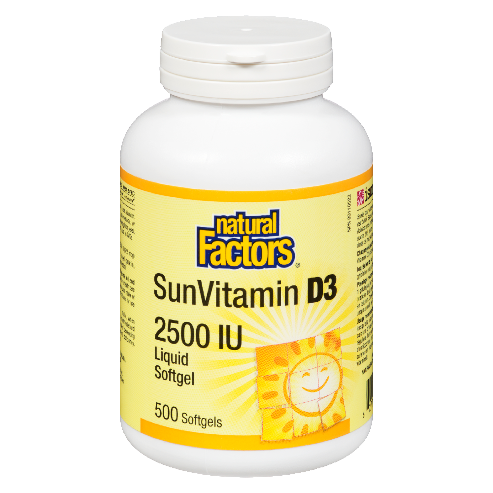 Natural Factors SunVitamin D3  2500 IU  500 Softgels