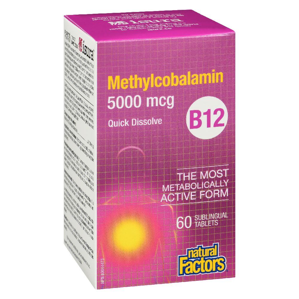 Natural Factors B12 Methylcobalamin  5000 mcg  60 Sublingual Tablets