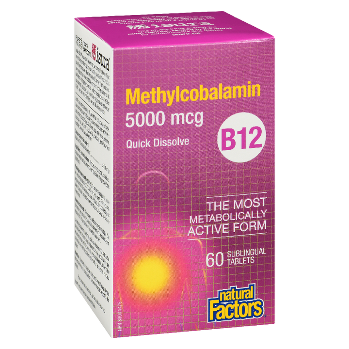 Natural Factors B12 Methylcobalamin  5000 mcg  60 Sublingual Tablets