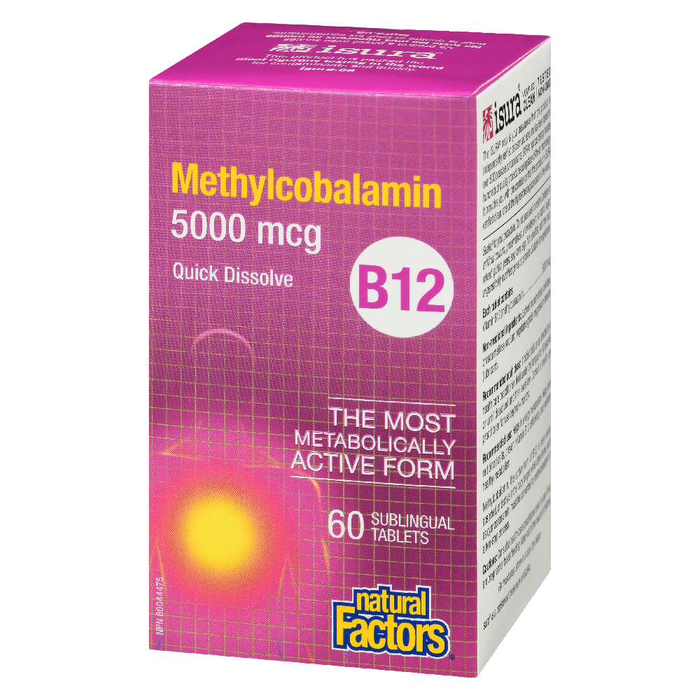 Natural Factors B12 Methylcobalamin  5000 mcg  60 Sublingual Tablets