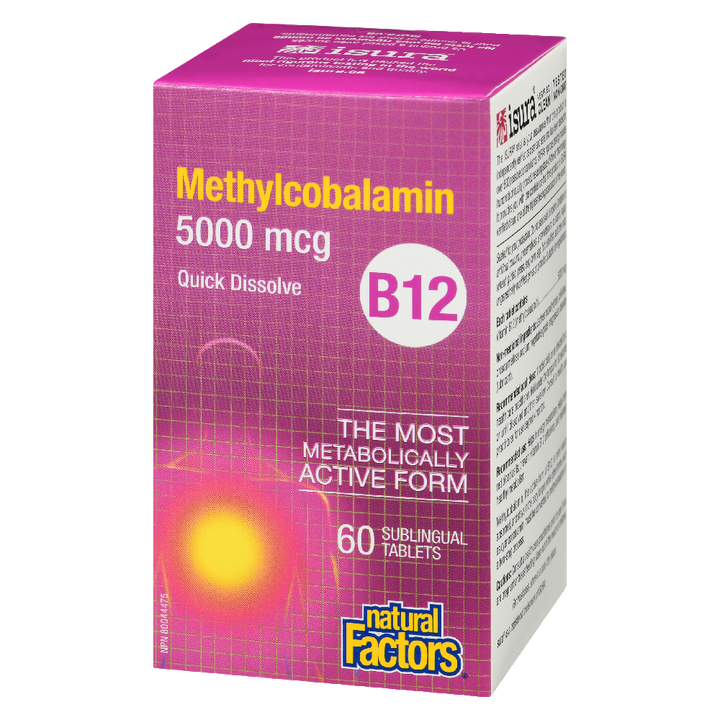 Natural Factors B12 Methylcobalamin  5000 mcg  60 Sublingual Tablets