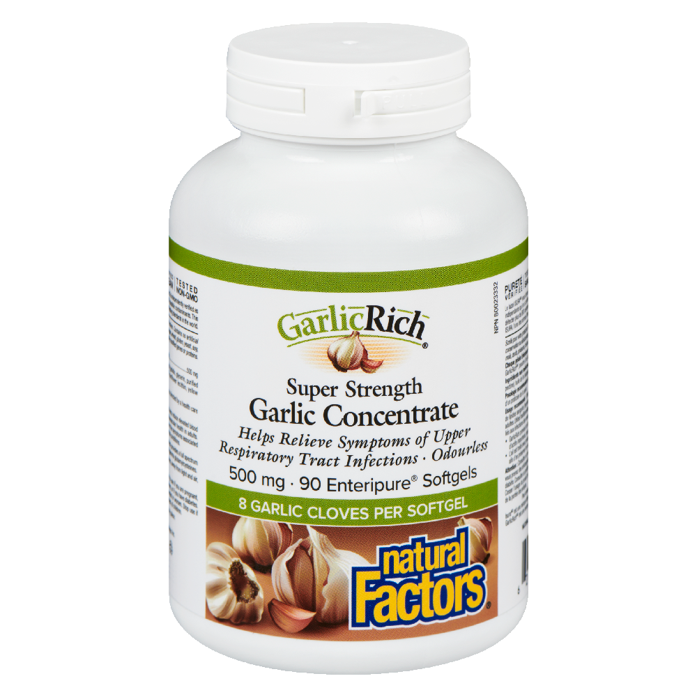 Natural Factors GarlicRich Super Strength Garlic Concentrate  500 mg  90 Enteripure Softgels