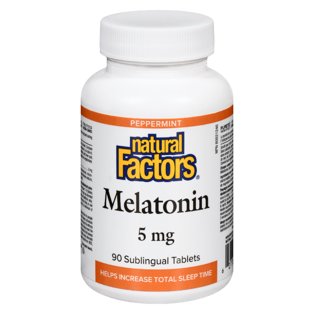 Natural Factors Melatonin  5 mg  90 Sublingual Tablets Peppermint