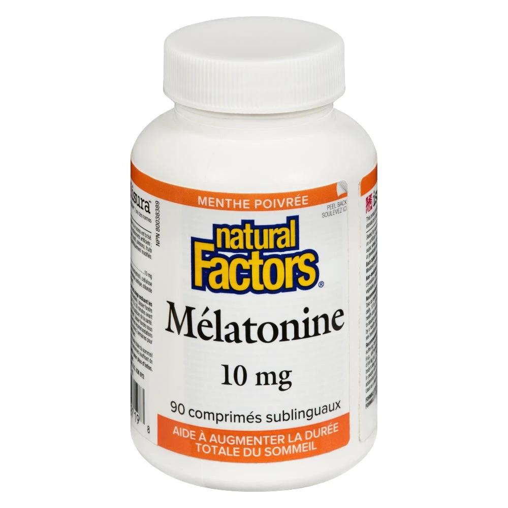 Natural Factors Melatonin  10 mg  90 Sublingual Tablets Peppermint