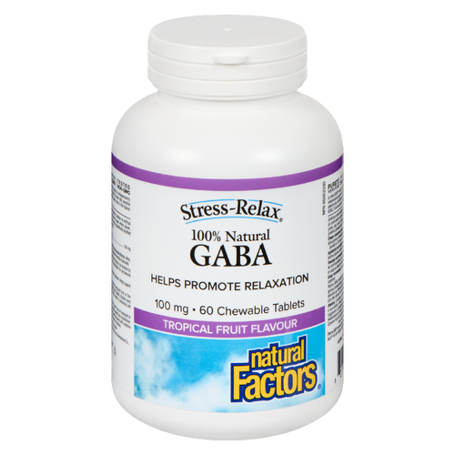 Natural Factors 100% Natural GABA   100 mg  60 Chewable Tablets Tropical Fruit Flavour