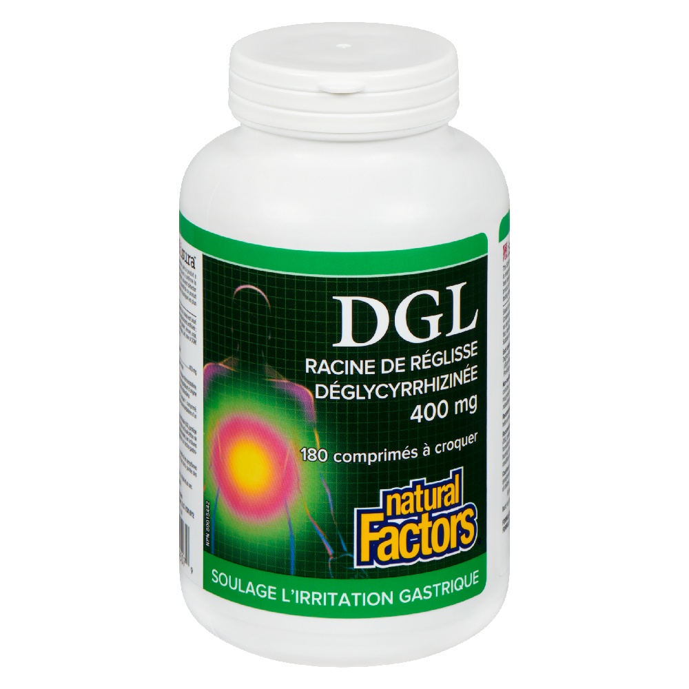 Natural Factors DGL  Deglycyrrhizinated Licorice Root  500 mg  180 Chewable Tablets