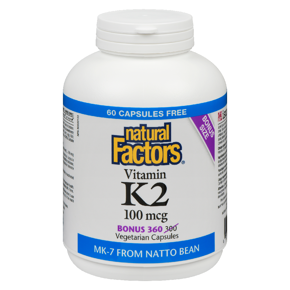 Natural Factors Vitamin K2  100 mcg  360 Vegetarian Capsules