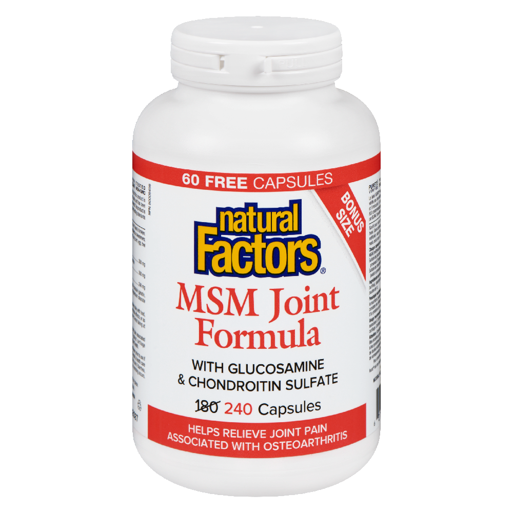Natural Factors MSM Joint Formula    With Glucosamine &amp; Chondroitin Sulfates     240 Capsules