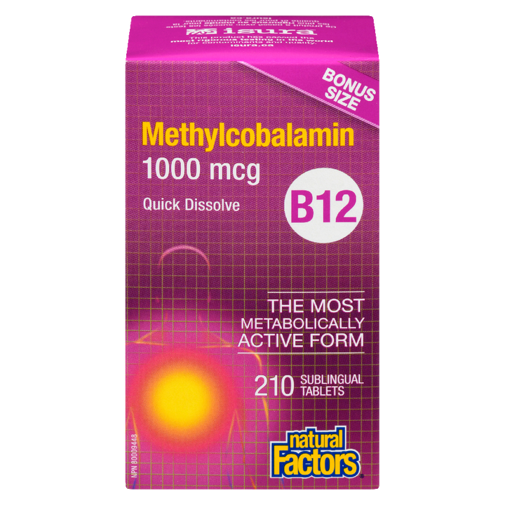 Natural Factors Vitamin B12 Methylcobalamin  1000 mcg  210 Sublingual Tablets