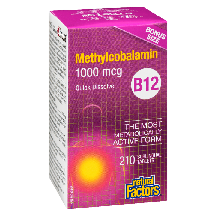 Natural Factors Vitamin B12 Methylcobalamin  1000 mcg  210 Sublingual Tablets