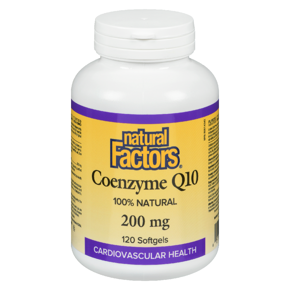 Natural Factors Coenzyme Q10  100% Natural   200 mg  120 Softgels