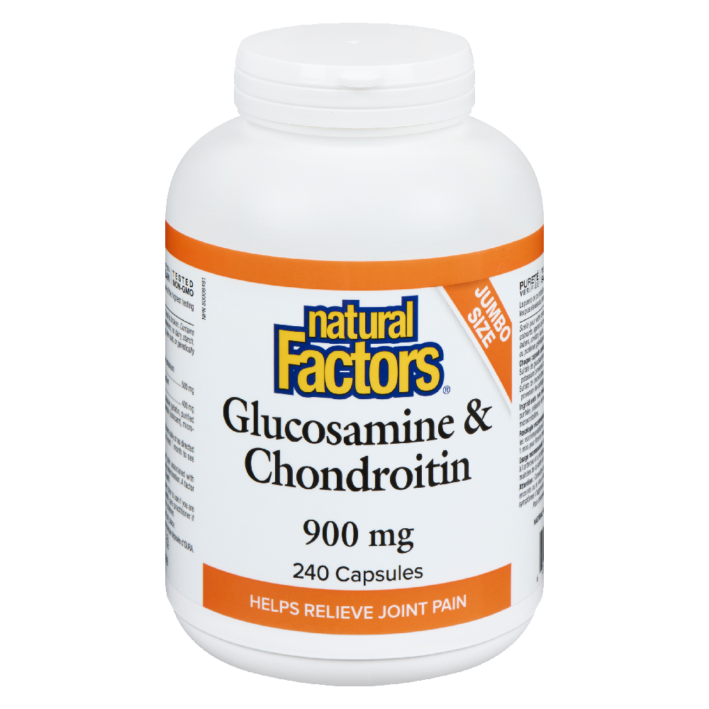 Natural Factors Glucosamine &amp; Chondroitin Sulfate  900 mg  240 Capsules