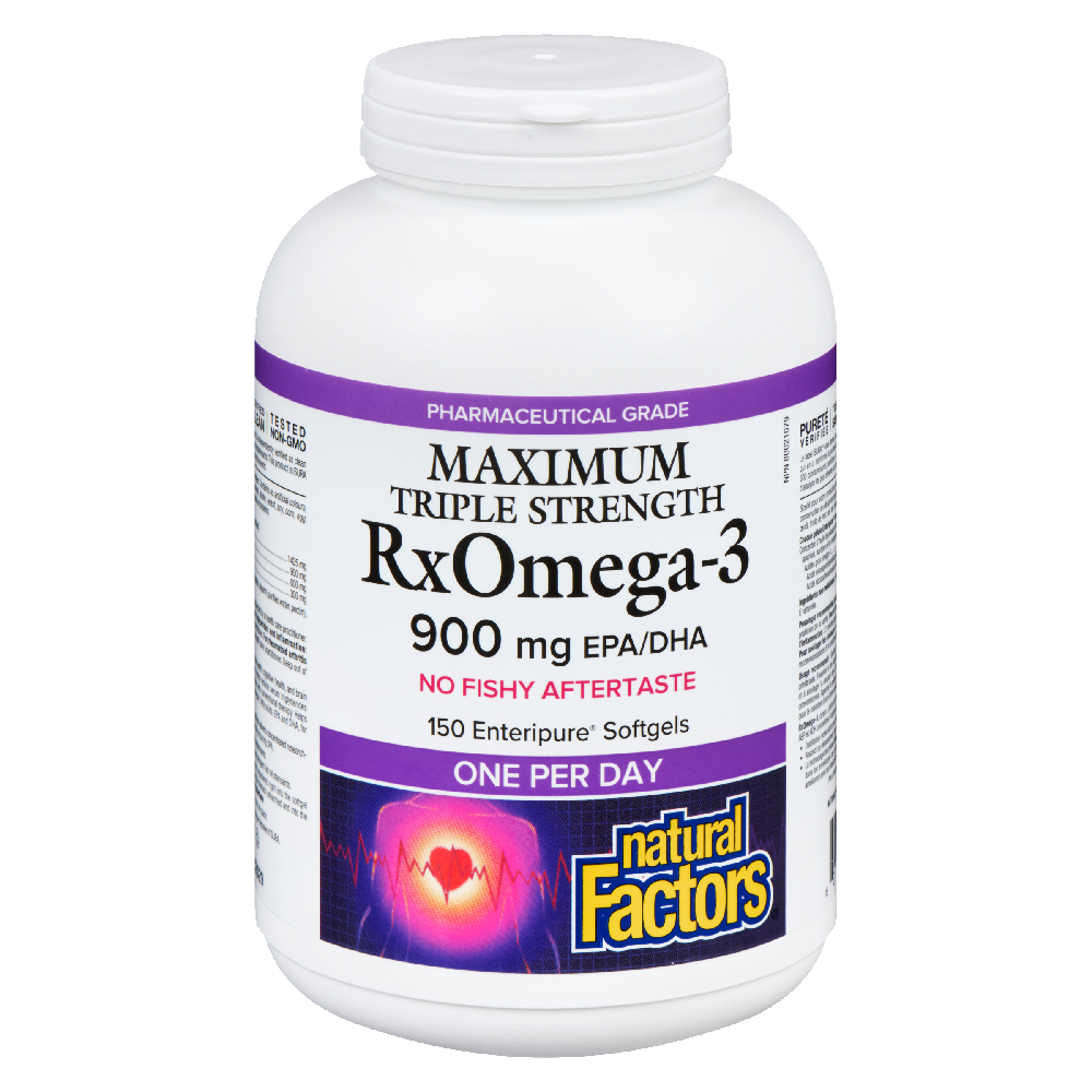 Natural Factors RxOmega-3  Maximum Triple Strength  900 mg  150 Enteripure� Softgels