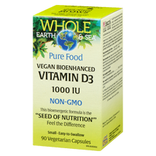 Load image into Gallery viewer, Whole Earth &amp; Sea Vegan Bioenhanced Vitamin D3  1000 IU  90 Vegetarian Capsules