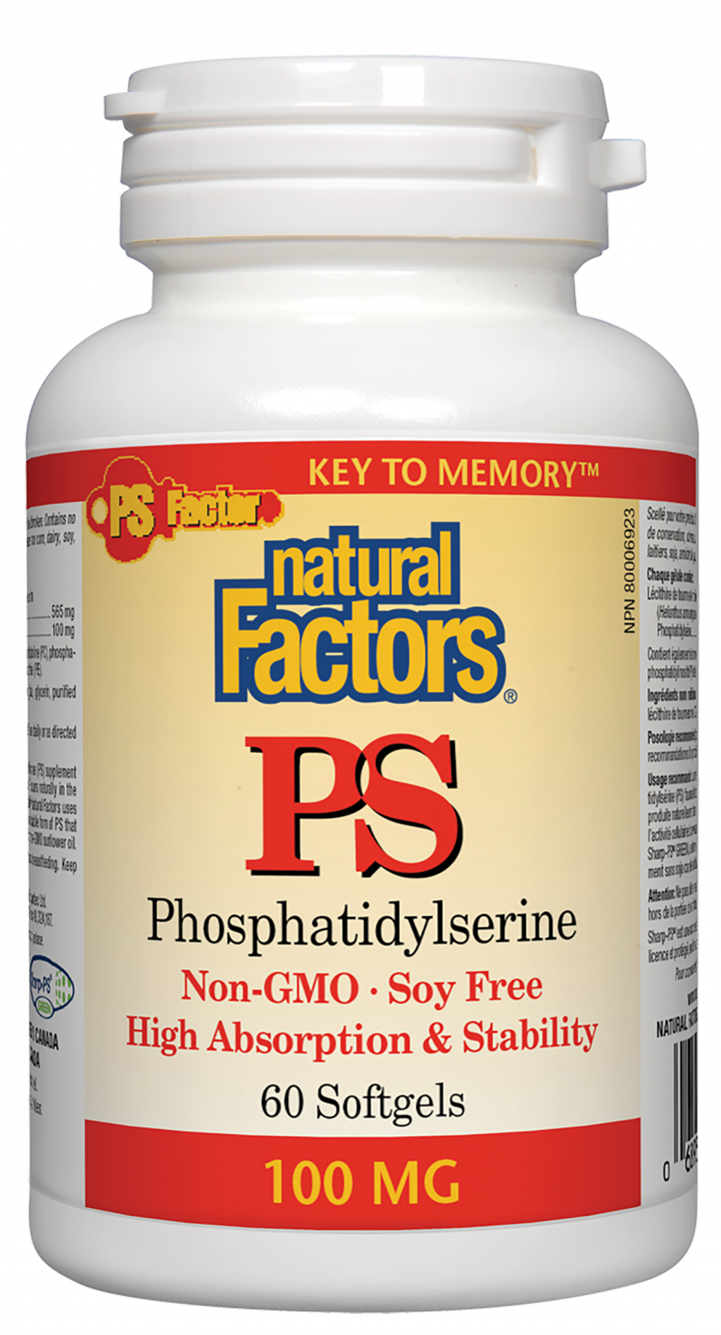 Natural Factors PS Phosphatidylserine  100 mg  60 Softgels