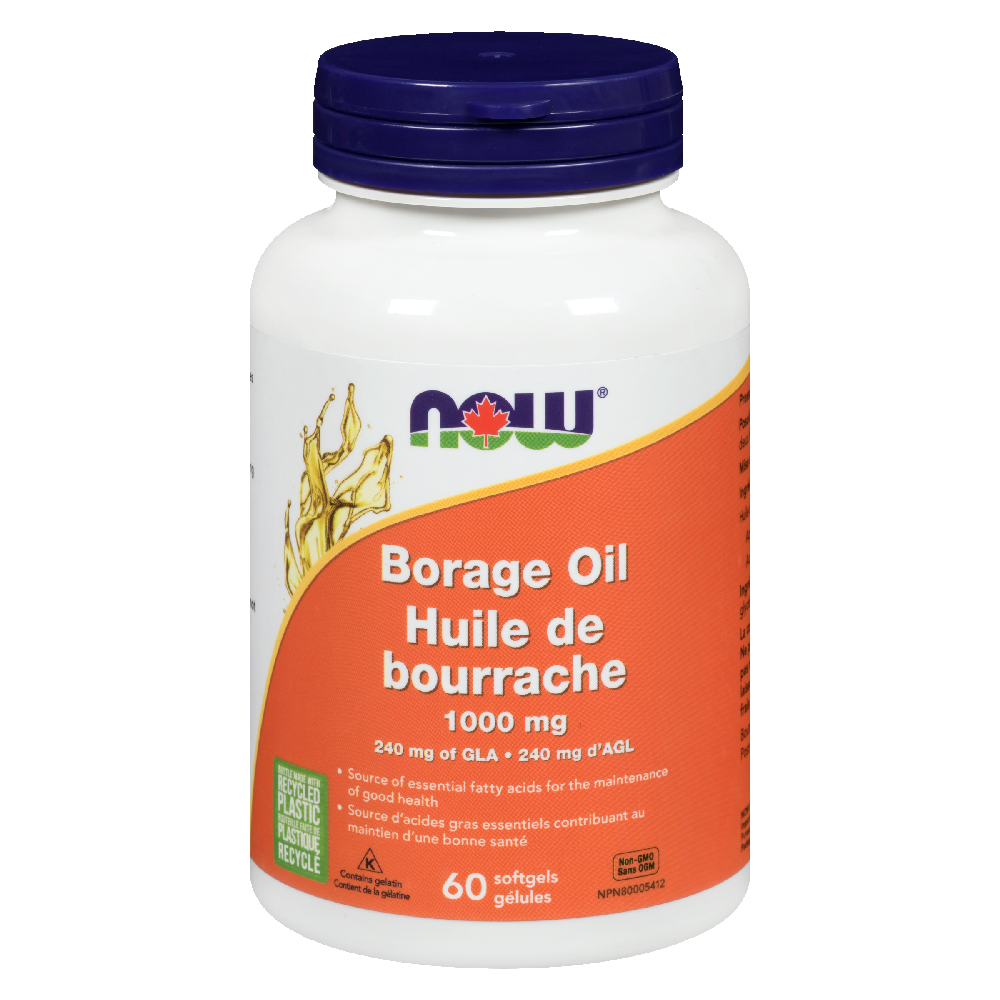 NOW BORAGE OIL 1000MG 24%GLA SOFTGEL 60&