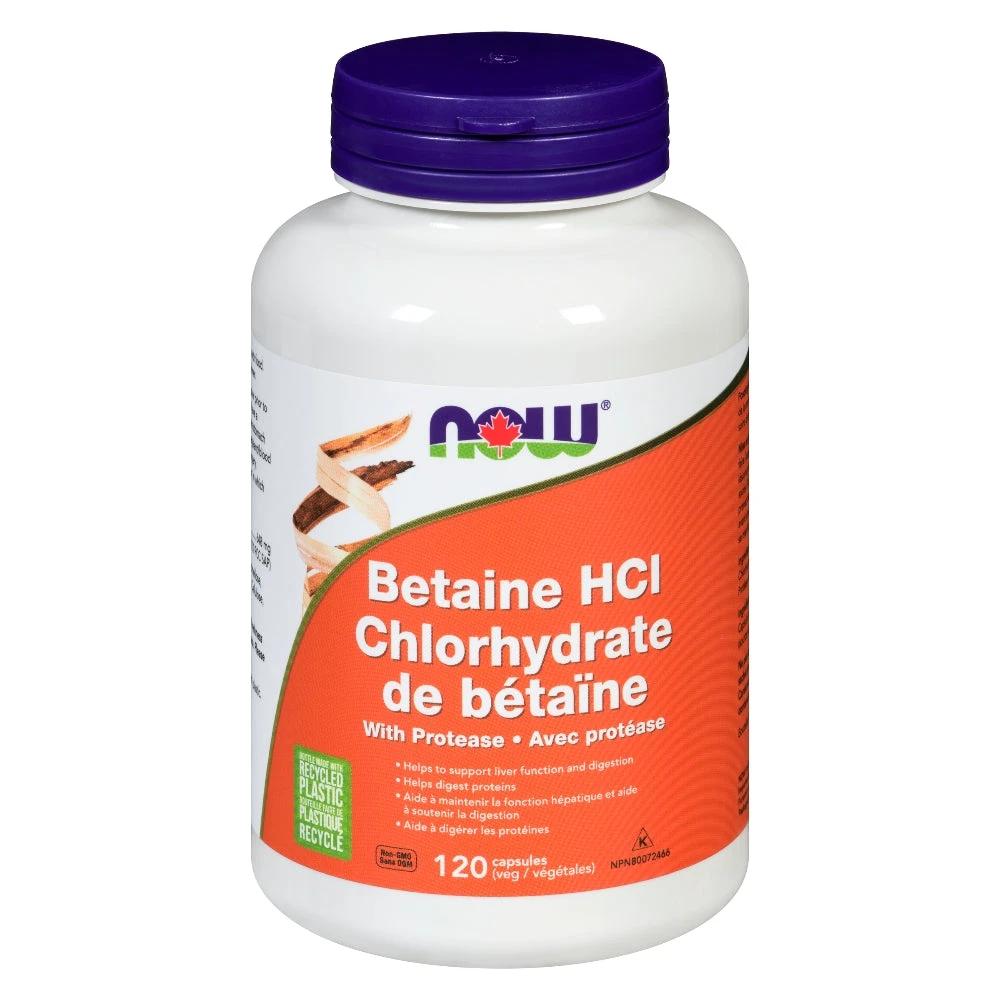 NOW BETAINE HCL 648MG W/ PROTEASE 120S