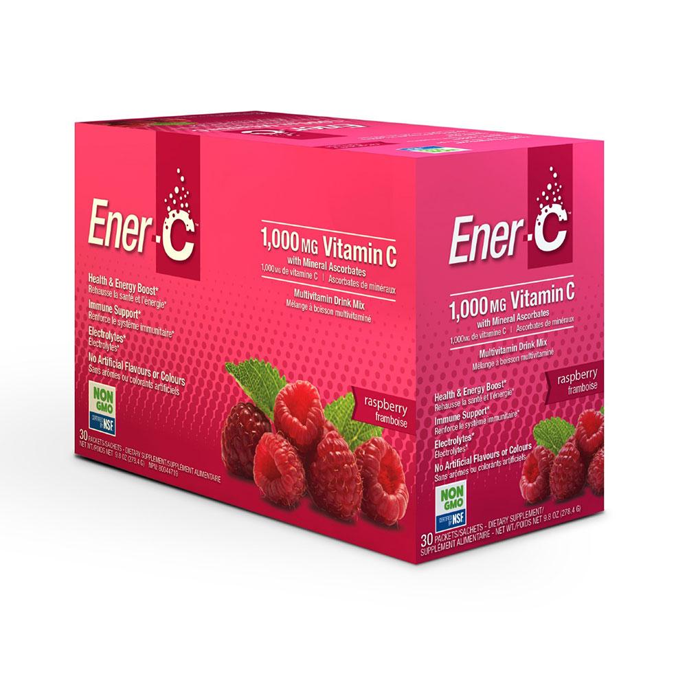 Ener-C 1000mg Vitamin C Effervescent Drink Mix, Raspberry - 30 packets