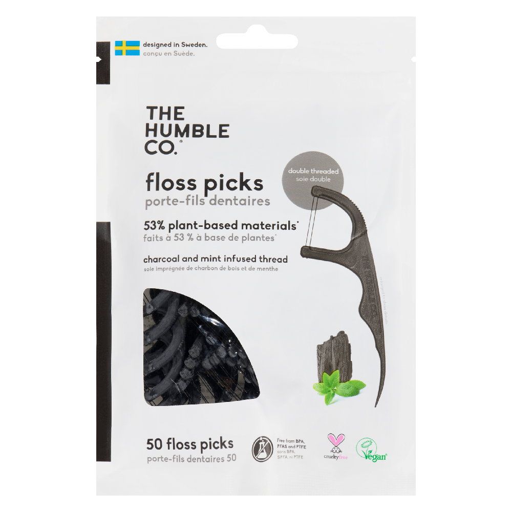 Floss Pick Charcoal 50s