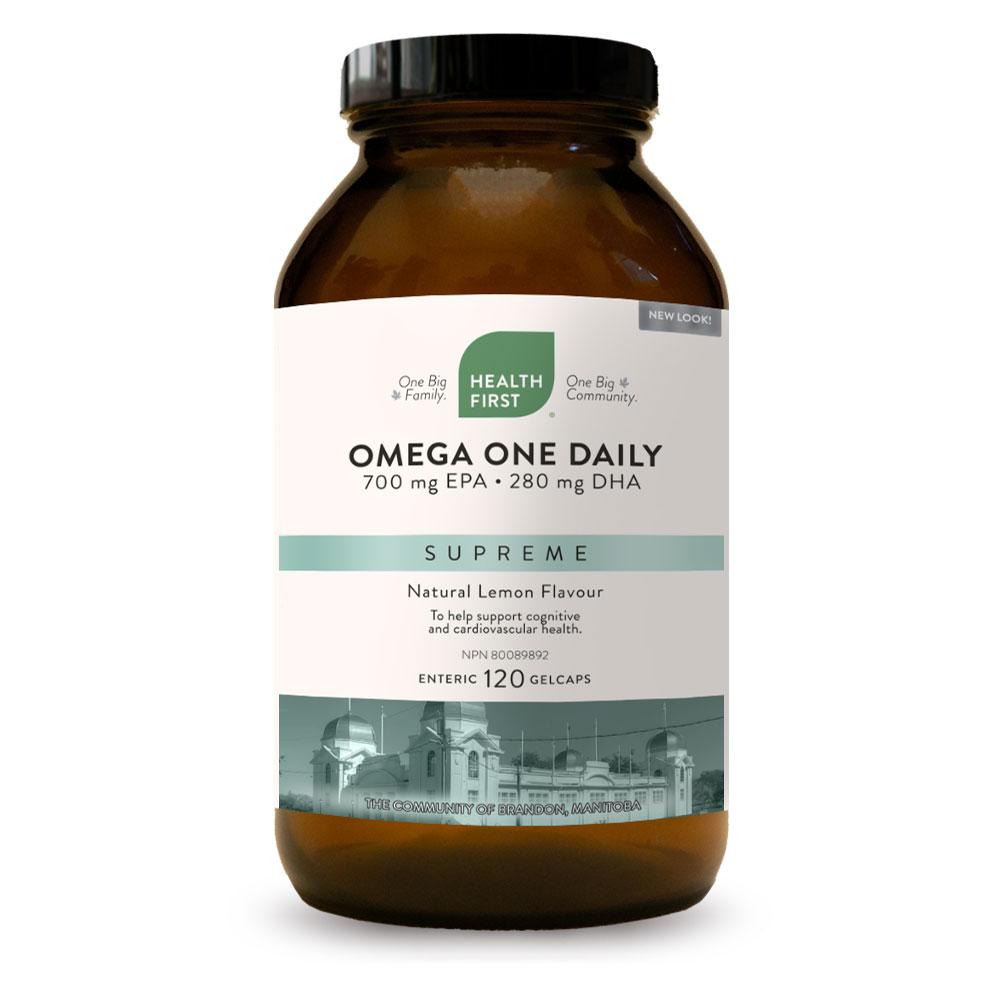 Health First Omega Supreme One Daily, 120 enteric-coated gelcaps - Lemon