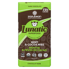 Load image into Gallery viewer, Lunatic Mint &amp; Cocoa Nibs Chocolate Bar 85g