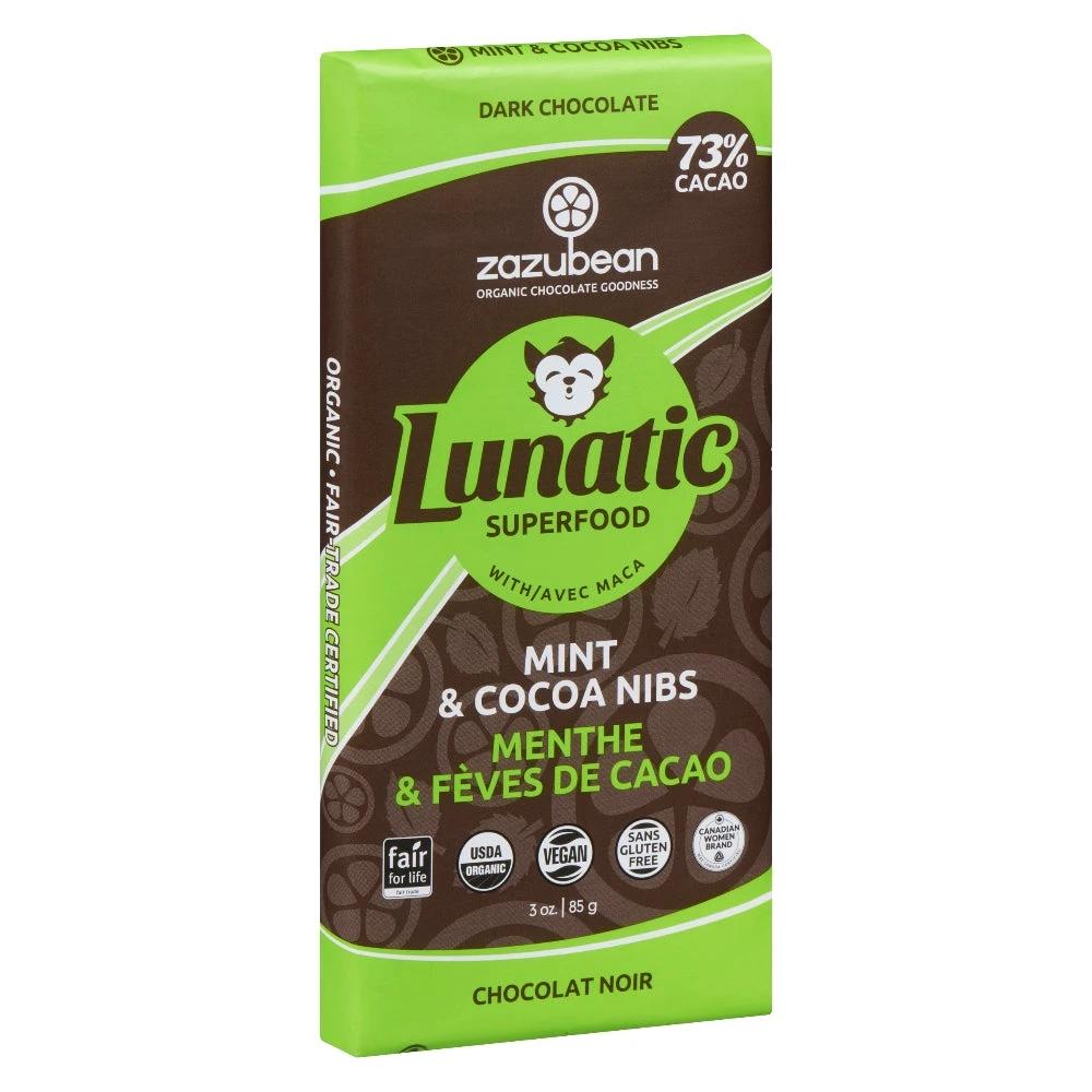 Lunatic Mint &amp; Cocoa Nibs Chocolate Bar 85g