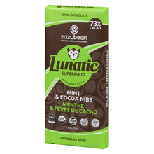 Load image into Gallery viewer, Lunatic Mint &amp; Cocoa Nibs Chocolate Bar 85g