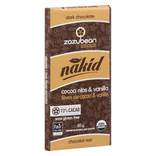 Load image into Gallery viewer, Nakid Cocoa Nibs &amp; Vanilla Chocolate Bar 85g