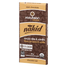 Load image into Gallery viewer, Nakid Cocoa Nibs &amp; Vanilla Chocolate Bar 85g