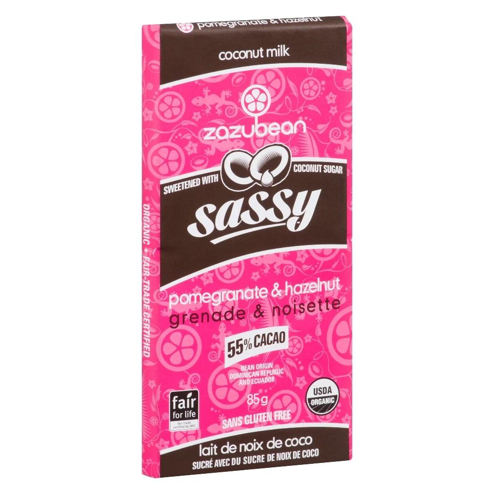 Sassy Pom &amp; Hazelnut Vegan Chocolate Bar 85g