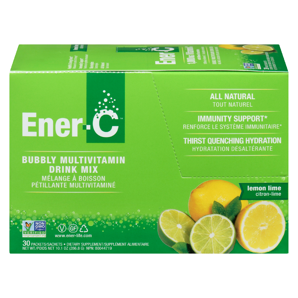 Ener-C 1000mg Vitamin C Effervescent Drink Mix, Lemon Lime - 30 packets