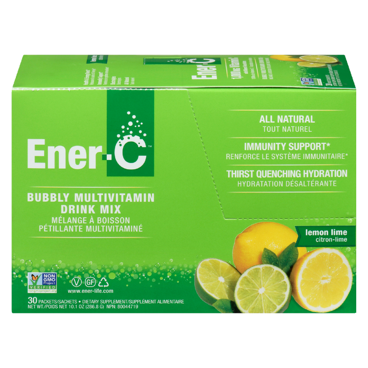 Ener-C 1000mg Vitamin C Effervescent Drink Mix, Lemon Lime - 30 packets