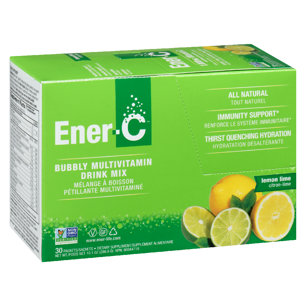 Ener-C 1000mg Vitamin C Effervescent Drink Mix, Lemon Lime - 30 packets