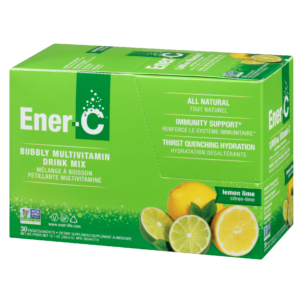 Ener-C 1000mg Vitamin C Effervescent Drink Mix, Lemon Lime - 30 packets