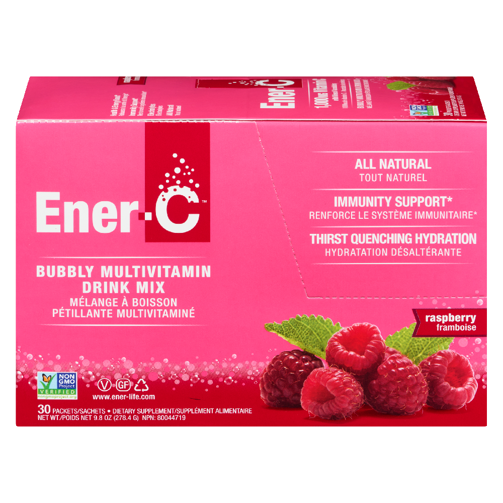 Ener-C 1000mg Vitamin C Effervescent Drink Mix, Raspberry - 30 packets