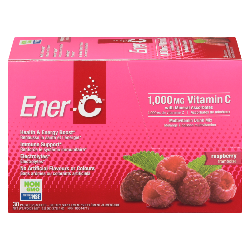 Ener-C 1000mg Vitamin C Effervescent Drink Mix, Raspberry - 30 packets