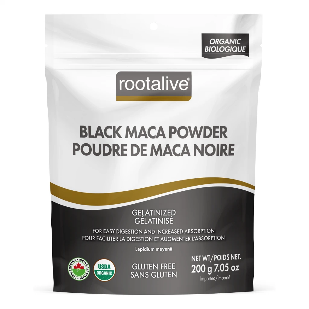 Organic Gelatinized Black Maca Pwd by Rootalive
