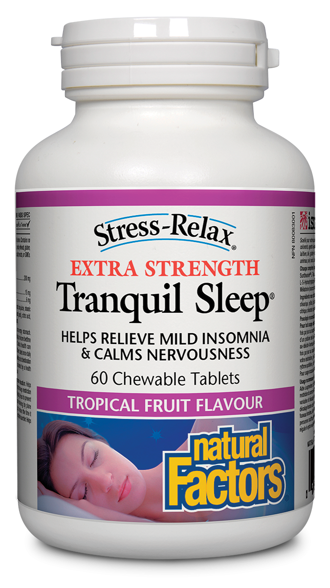 Natural Factors Tranquil Sleep� Extra Strength   60 Chewable Tablets Tropical Fruit Flavour