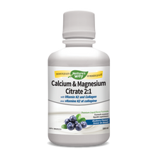 Load image into Gallery viewer, Calcium &amp; Magnesium Citrate 2:1 with Collagen, Blueberry / 16.9 fl oz (500 ml)
