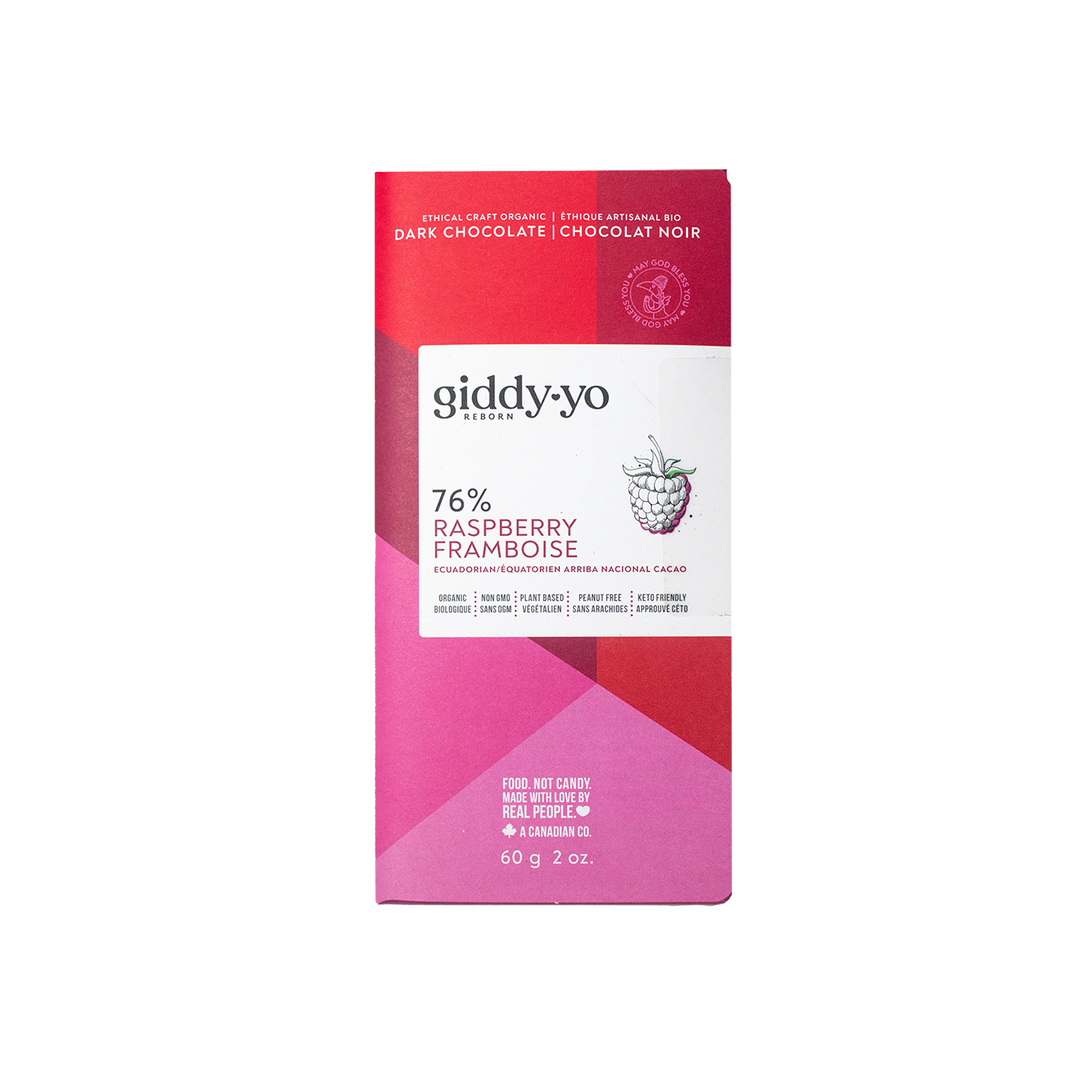 Raspberry Choco Bar 62g by Giddy Yo