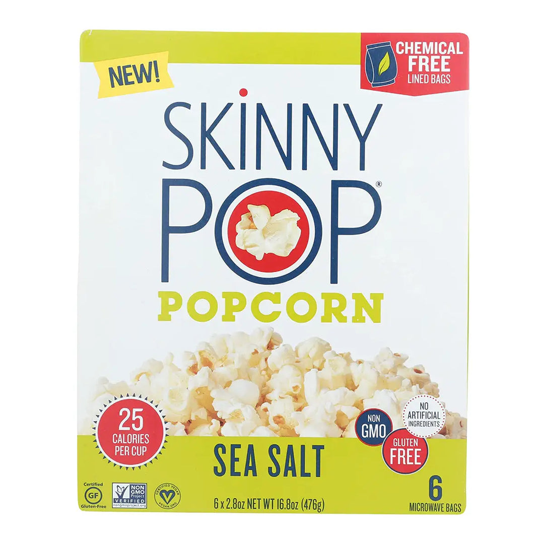 SkinnyPop Microwave Popcorn Sea Salt 476g