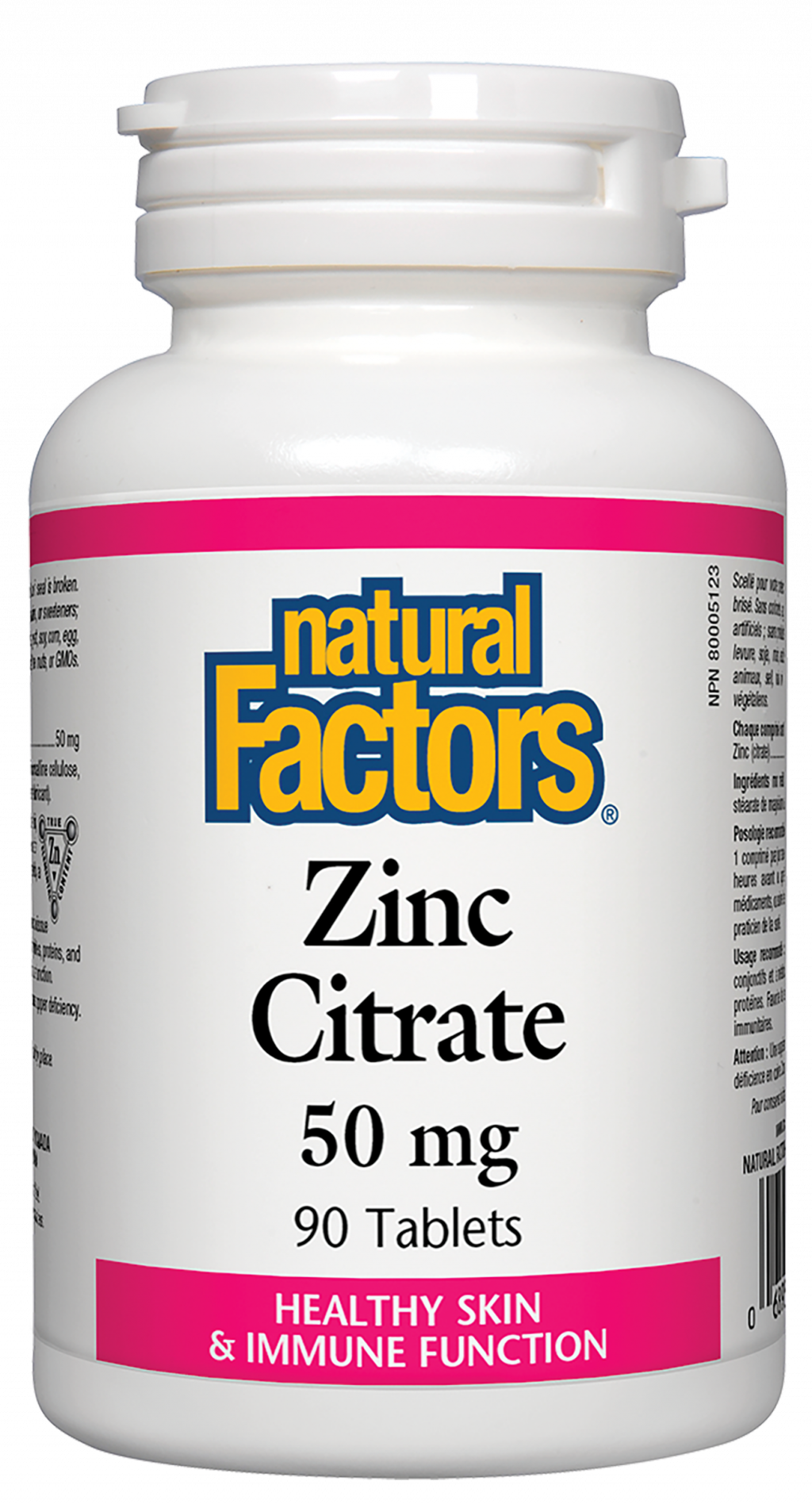 Natural Factors Zinc Citrate  50 mg  90 Tablets