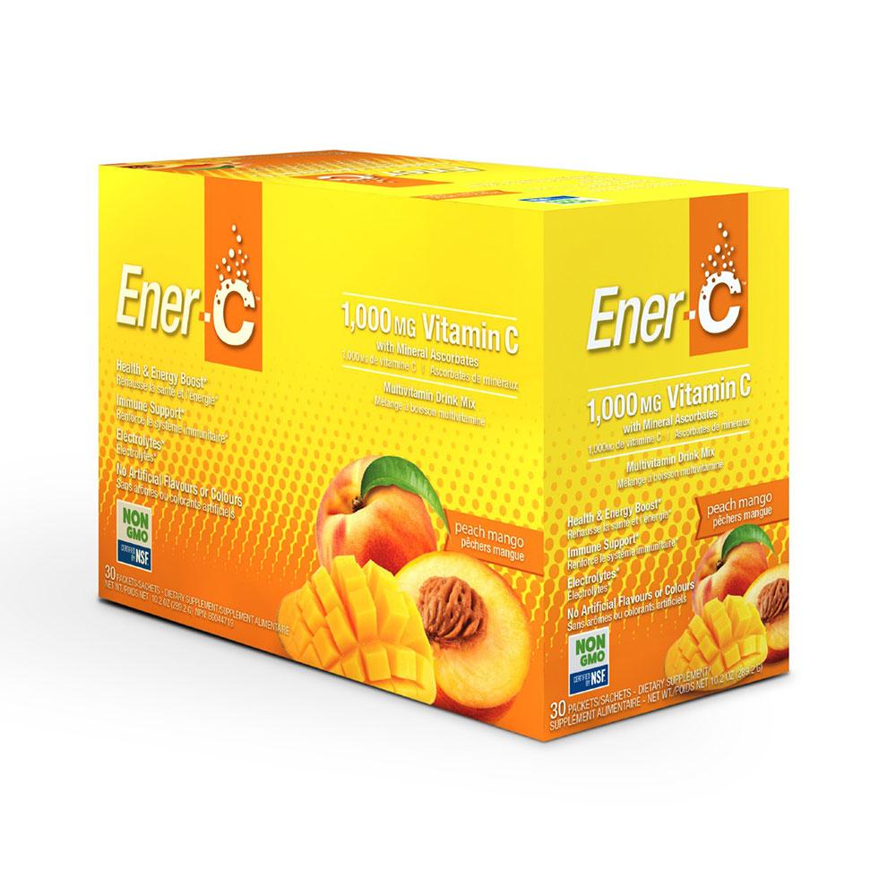 Ener-C 1000mg Vitamin C Effervescent Drink Mix, Peach Mango - 30 packets