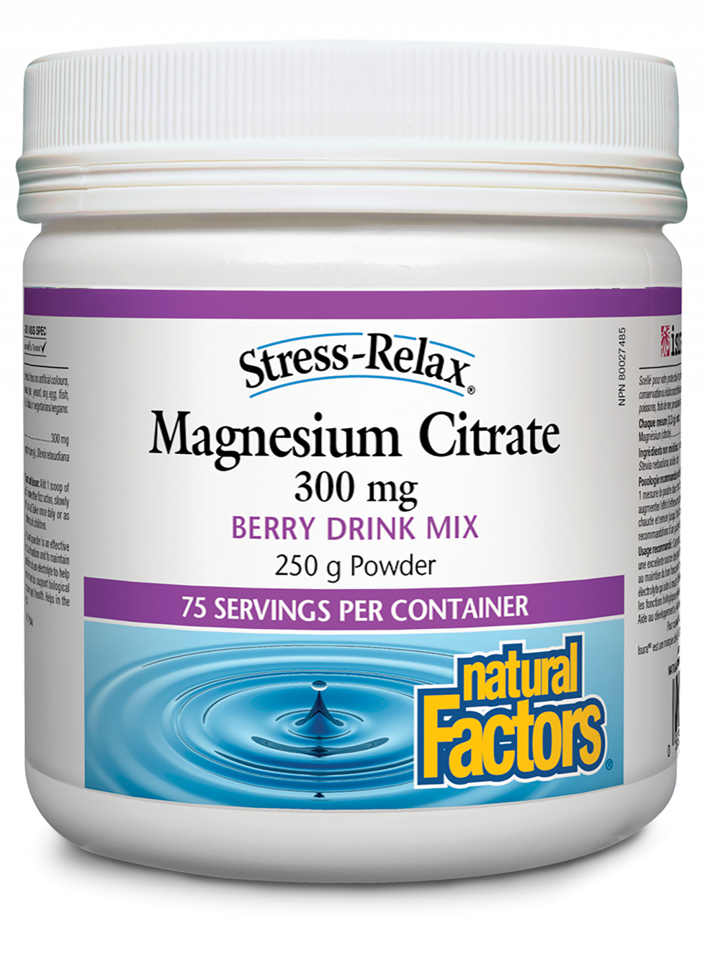 Natural Factors Magnesium Citrate 300 mg 250 g Powder Berry Flavour by Natural Factors