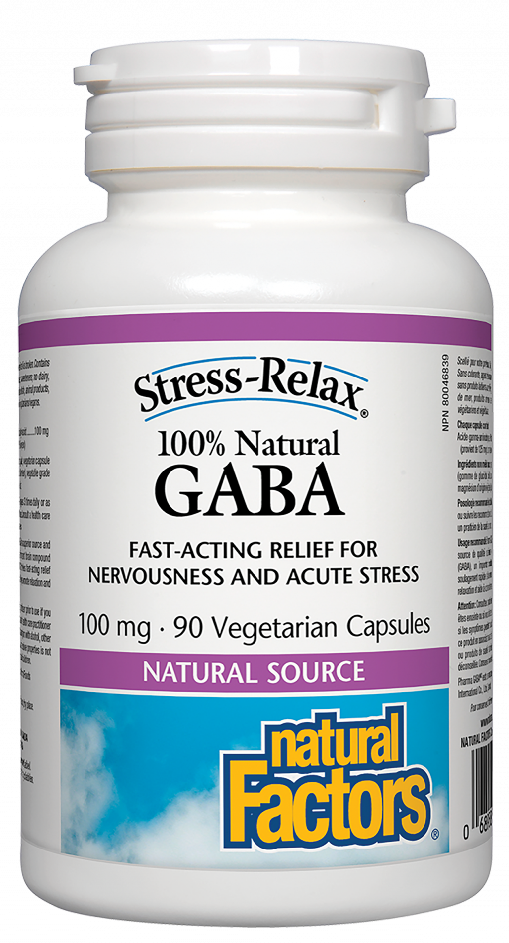 Natural Factors 100% Natural GABA   100 mg  90 Vegetarian Capsules