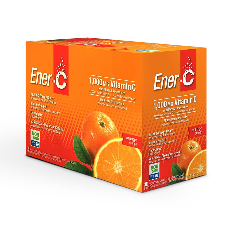 Ener-C 1000mg Vitamin C Effervescent Drink Mix, Orange - 30 packets