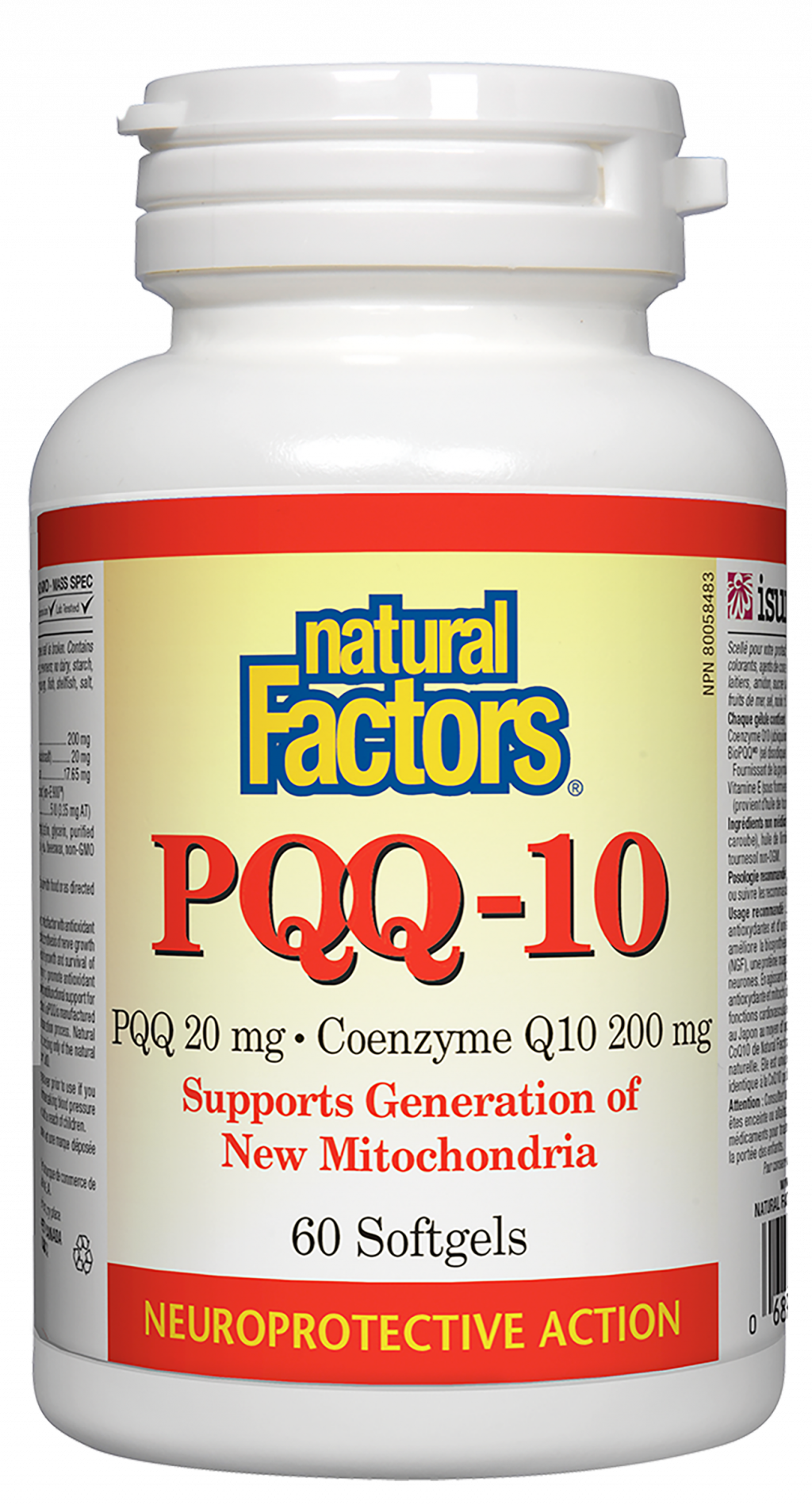 Natural Factors PQQ-10  PQQ 20 mg �� Coenzyme Q10 200 mg  60 Softgels