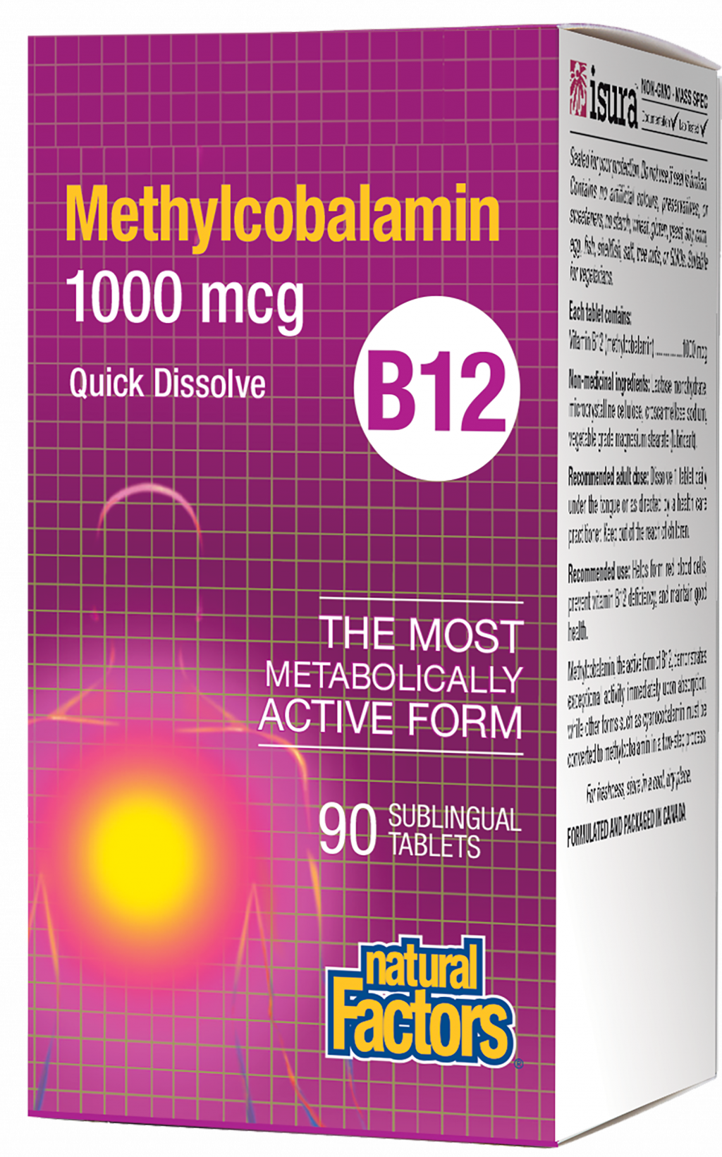 Natural Factors Vitamin B12 Methylcobalamin 1000 mcg 90 Sublingual Tablets by Natural Factors